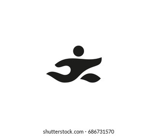 Running man logotype. Care delivery creative logo. Hand sport action fitness idea icon symbol - Powered by Shutterstock