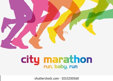 Running people. Running competition. Crowd of people is running in the city marathon. 
 - Powered by Shutterstock