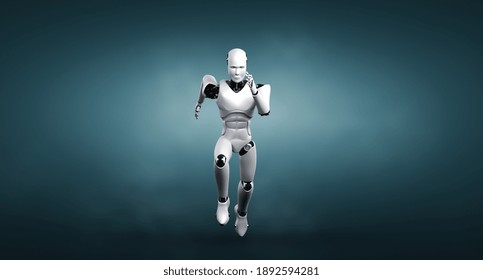 Running Robot Humanoid Showing Fast Movement Stock Illustration ...