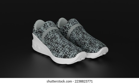 Running shoes modelling isolated on a black background. 3D rendering. Fashion stylish sport shoes. Men's sport footwear. Pair of sport shoes - Powered by Shutterstock