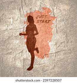 Running woman. Sport girl illustration. Young woman silhouette. Sport fashion girl. Just start motivation phase - Powered by Shutterstock