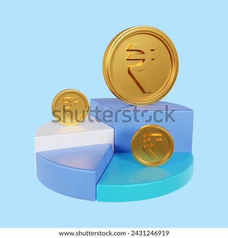 Rupee Crypto Currency Pie Chart 3d illustration