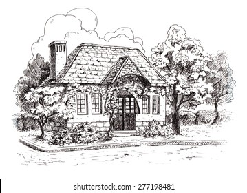 Cottage Drawing Images Stock Photos Vectors Shutterstock