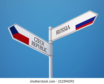 Russia Czech Republic High Resolution Sign Flags Concept