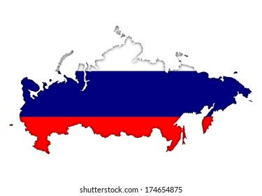 Russia Flag Banner Plan Map Icon