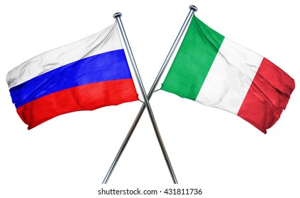 Russia Flag With Italy Flag, 3D Rendering