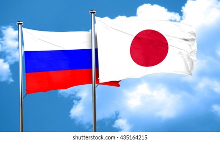 Russia Flag With Japan Flag, 3D Rendering 