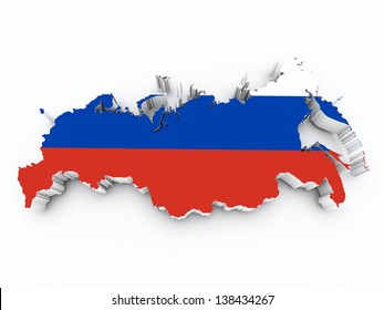 Russia Flag On 3d Map