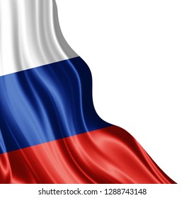 Russia flag of silk with copyspace for your text or images and White background -3D illustration - Shutterstock ID 1288743148