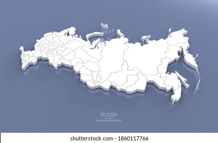 Russia Map 3d. National map 3D rendering set in Europe continent.