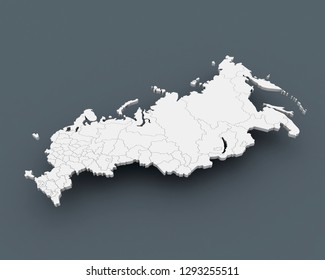 Russia map in gray background 3d