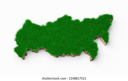 Russia Map soil land geology cross section with green grass and Rock ground texture 3d illustration