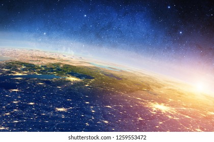 Russia - Moscow and Saint Petersburg sunrise. Elements of this image furnished by NASA. 3d rendering