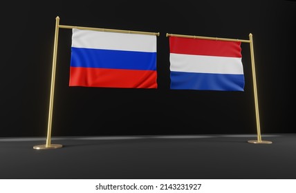 Russia And Netherlands Flags. Russia And Netherlands Flag. Russia And Netherlands Negotiations. 3D Work And 3D Image