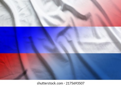 Russia And Netherlands State Flag International Relations NLD RUS Symbol Country Netherlands Russia Patriotism. 3d Image