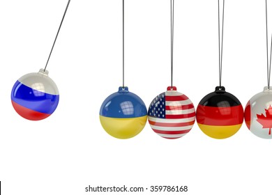 Russia, Ukraine, USA, Canada, Germany political war conflict concept