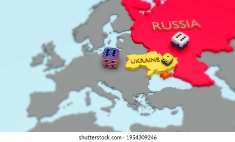 Russia and the US in Ukraine and the Middle East. Ukraine crisis map. Ukraine and Russia military conflict. Geopolitical concept. 3d illustration.
