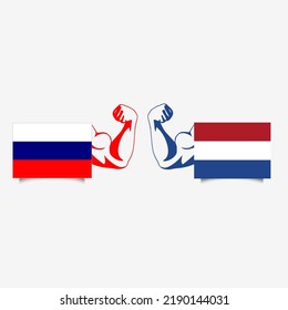 Russia Vs Netherland Flag Hero, Russian And Netherlands, Sport Competition International Conflict  Rivalry Rendering Banner, Crisis, War