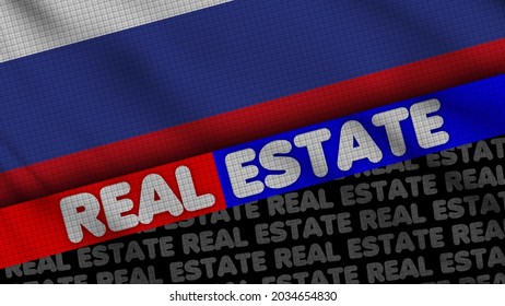 Russia Wavy Fabric Flag, Real Estate Title, 3D Illustration