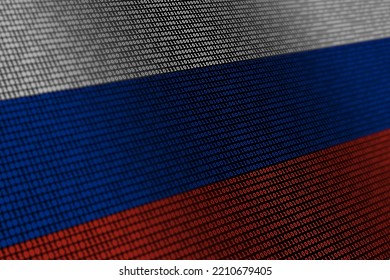 Russian Flag With Binary Code. Big Data Concept. Digital Background Illustration