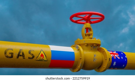 Russian Gas Pipeline To Australia, Natural Gas Supplies From Russia To Australia, Valve On The Main Gas Pipeline Russia, Gas Sanctions, 3D Work And 3D Image