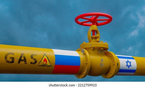 Russian Gas Pipeline To Israel, Natural Gas Supplies From Russia To Israel, Valve On The Main Gas Pipeline Russia, Gas Sanctions, 3D Work And 3D Image