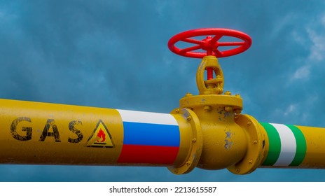 Russian Gas Pipeline To Nigeria, Natural Gas Supplies From Russia To Nigeria, Valve On The Main Gas Pipeline Russia, Gas Sanctions, 3D Work And 3D Image