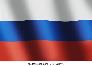 Russian National Flag. Russian White, Blue, Red Tricolor Flag With Smooth Wind Wave For Banner Or Background. National Symbol. Waves Ripples On Flag