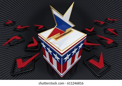 Russian Star Interference With Election Concept 3D Illustration
