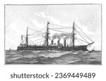 Russian steamship Azov - Vintage engraved illustration isolated on white background