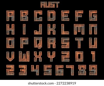 Rust Metal Alphabet    3D Illustration