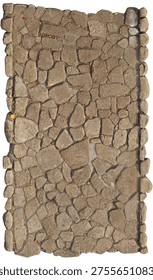 Rustic Cobblestone Pavement Isolated on White Background – Top View Texture