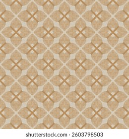 Rustic Geometric Seamless Pattern with Vintage Textile Texture, Modern Abstract Design.