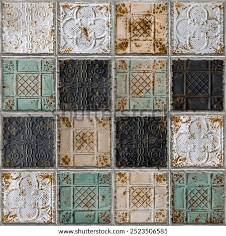Rustic tile antique with oriental pattern, a beautiful wall and floor tile background