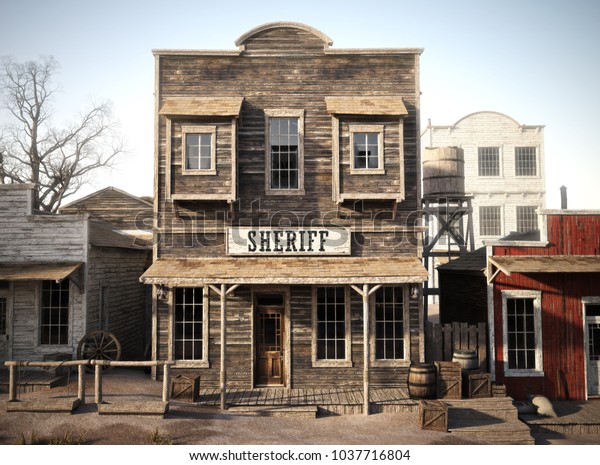 Rustic Western Town Sheriffs Office 3d Stock Illustration 1037716804