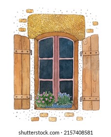 Rustic window and flowers