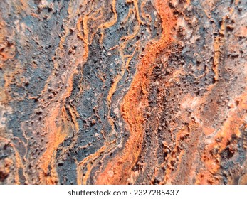 Rusty Copper Structure. Old Vintage Metal Paint. Red Grunge Corrosion. Metal Corrosion Background. Rusty Rustic Plate Rust. Brown Dark Steel Pattern. Rusty Structure Background. Steel Rust Background.