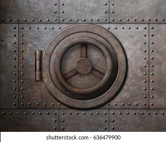 Rusty metal safe door 3d illustration