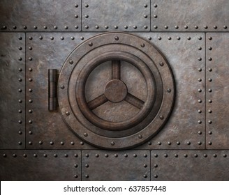 Rusty metal safe door 3d illustration