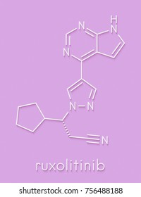 Ruxolitinib Myelofibrosis Cancer Drug Molecule (janus Kinase Inhibitor). Skeletal Formula.