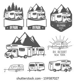 Rv Caravan Park Badges Design Elements Stock Illustration 159587027 ...