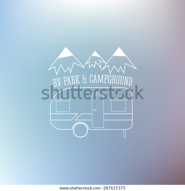 RV and caravan park template. Can be used\
as logo, badges banner, poster, flyer etc. Outdoor theme. Grayscale\
design. \
illustration.