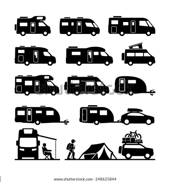 Rv\
cars Recreational Vehicles Camper Vans Caravans Icons\
