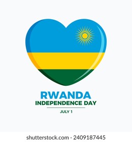 Rwanda Independence Day poster illustration. Flag of Rwanda in heart shape icon isolated on a gray background. Suitable for greeting card, poster and banner. July 1. Important day - Powered by Shutterstock