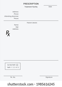 Rx Pad Template. Medical Regular Prescription Form