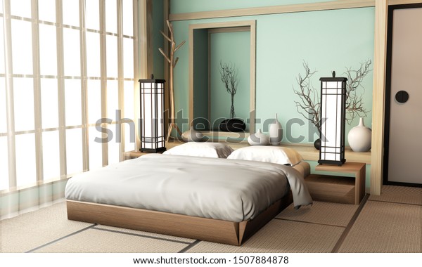 Ryokan Light Blue Bed Room Very Stock Illustration 1507884878