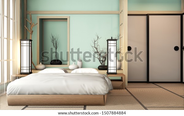 Ryokan Light Blue Bed Room Very Stock Illustration 1507884884