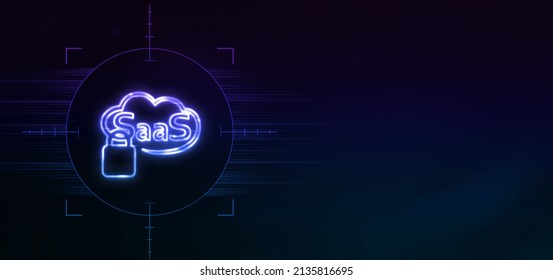 SaaS Data Access Control Icon Neon Style