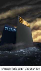 The Sabbath And Sunday Memorial Pillars, Occlusion, 3d Rendering Illustration