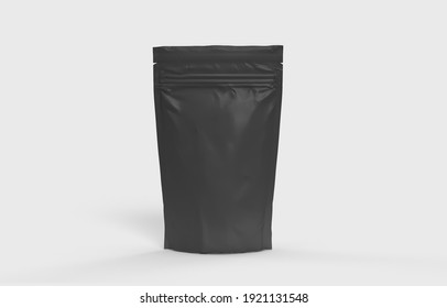 Sachet Food Mockup. 3d Rendering Black Pouch Mockup